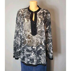 Vintage Y2K Chinese Style Blouse Cheongsam Qipao Top Sheer Size 1X Mandarin